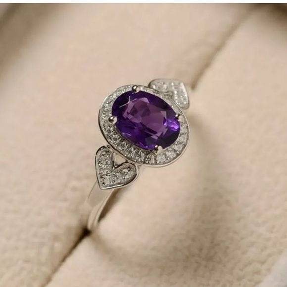 Fashion 925Silver Wedding Ring Amethyst Ring - Picture 3 of 5